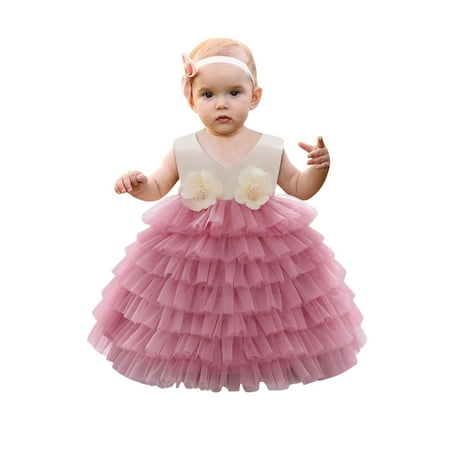 

Toddler Girls Casual Pageant Ruffled Princess Dress Party Gown Bridesmaid Birthday Wedding Dresses