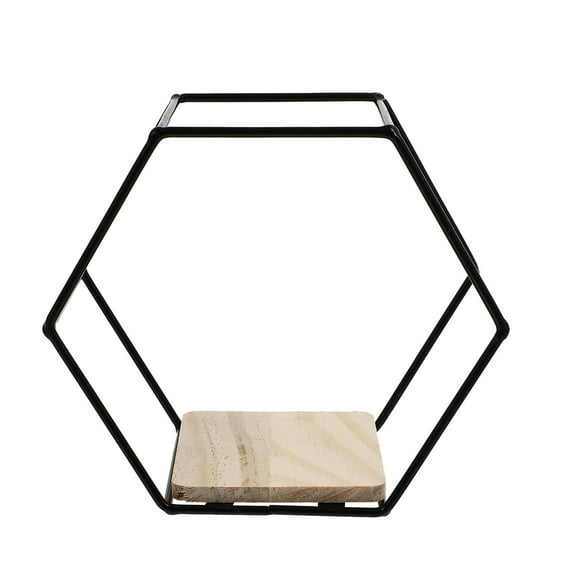 HOMEMAXS Hexagon Shelf Unit Hexagonal Rack Durable Shelf 17X14.5CM Black