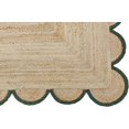 thumbnail image 2 of Hand Woven Farmhouse Jute Area Scalloped Rug Natural Scallop Pattern Jute Bohemian Base Green Trim Rug (Green, 8'x10'), 2 of 6