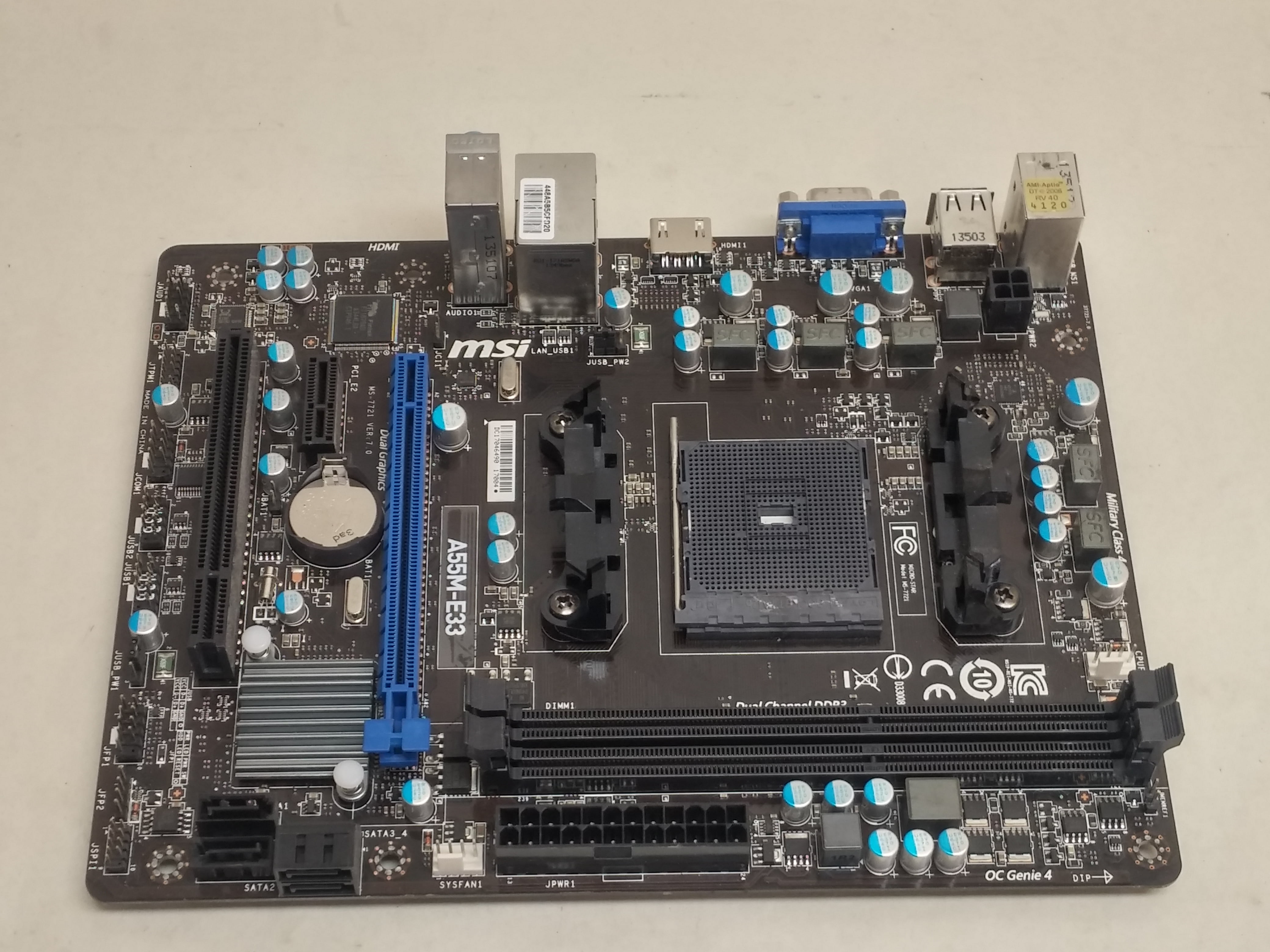 Refurbished MSI A55M-E33 AMD Socket FM2 DDR3 SDRAM Desktop Motherboard
