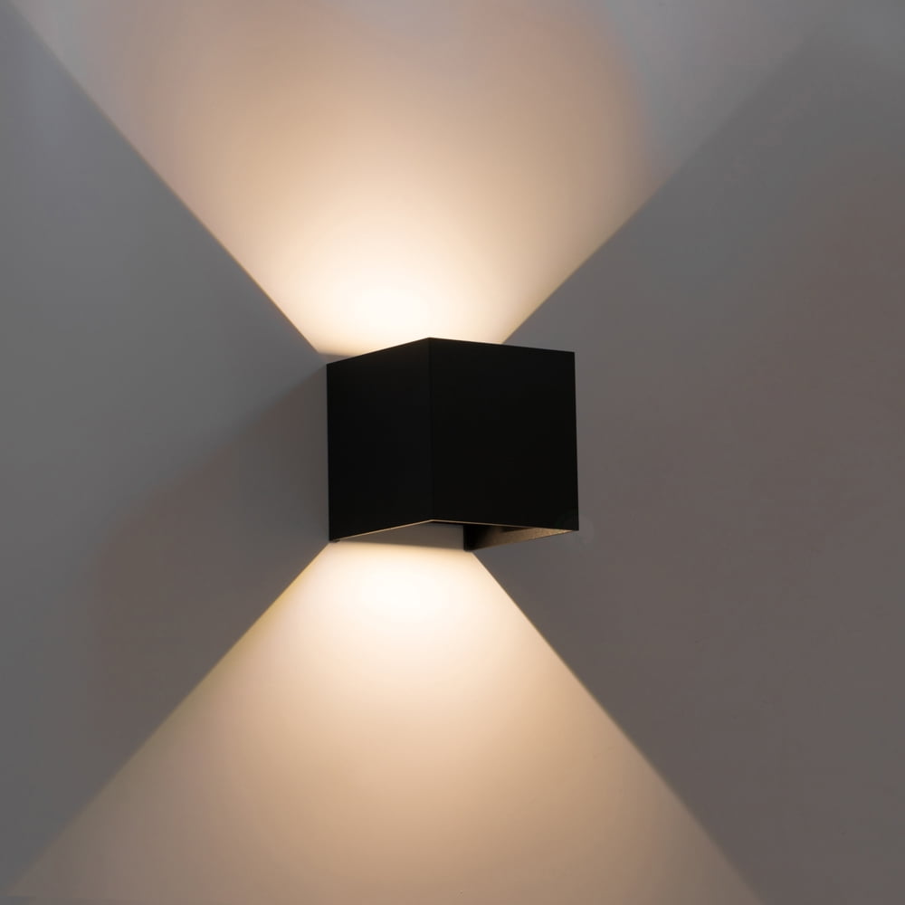 Modern Wall Sconce LED Waterproof Wall Lamp Aluminum with Adjustable Beam 10-Watt 4000K Cool White Indoor Outdoor for Bathroom Bedroom Corridor Living Room Stairs and Garden, Black Set of 4