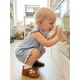 thumbnail image 5 of BemeyourBBs Kids Toddler Baby Girls Summer Clothes 2 Pieces Waffle Knit Striped Fly Sleeve Bow Camisole Tank Top with Ruffle Shorts Set, 5 of 9