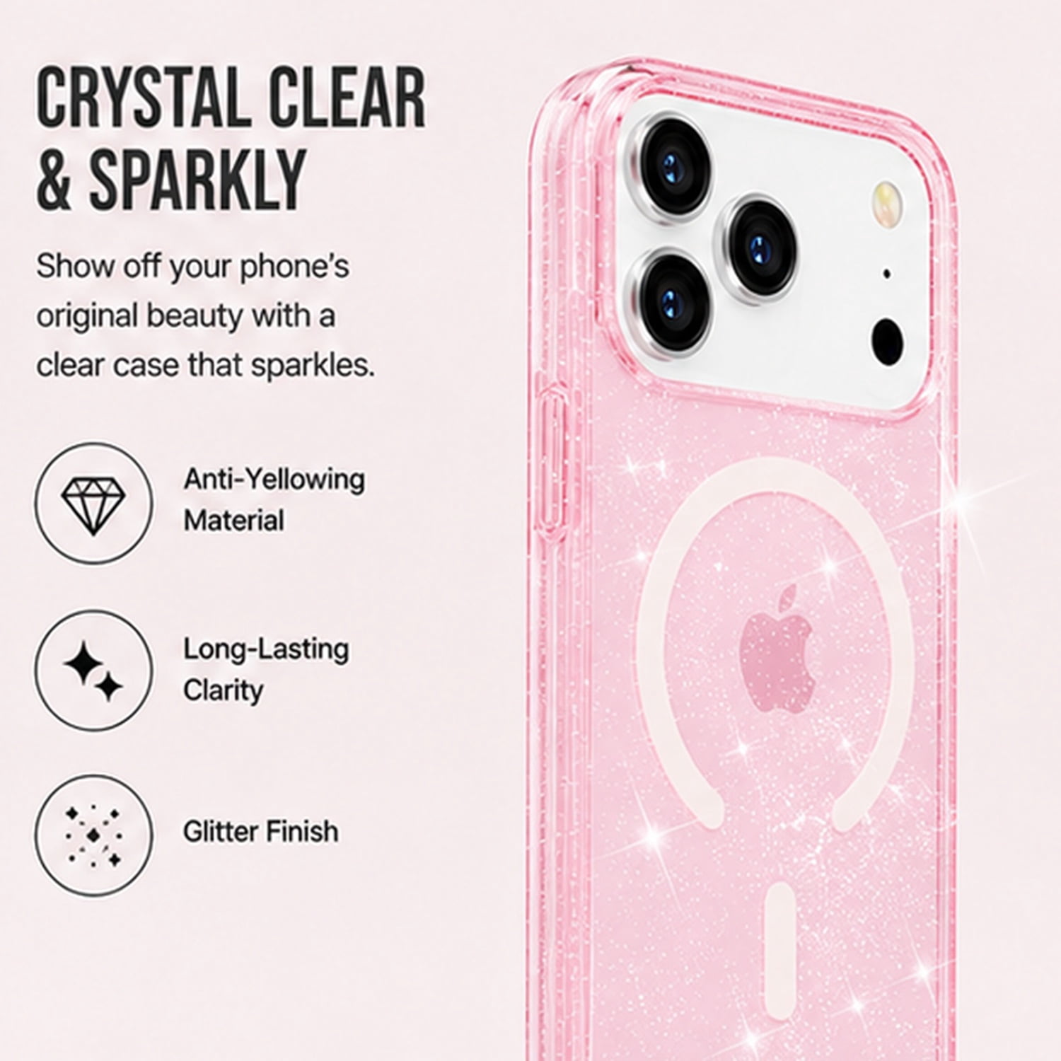 Transparent Color Case with Magsafe for iPhone 17 Pro - Sparkle Pink