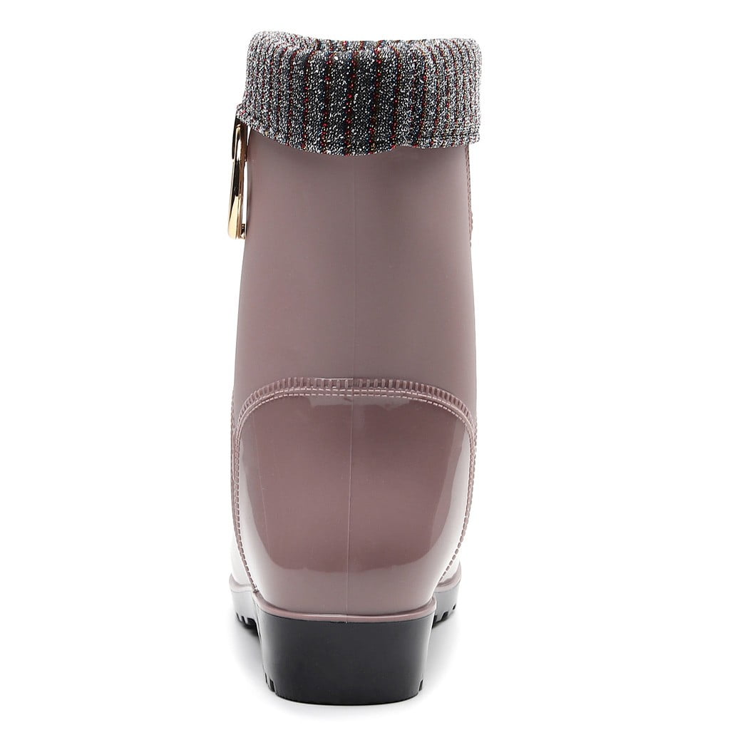 Mepaouo Rain Boots for Women Mid Calf Rubber Waterproof Garden Work Water Rainboot for Outdoor
