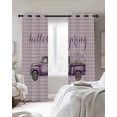 thumbnail image 2 of Truck Lavenders Blackout Curtains 96 Inch Length 2 Panels Set, Purple Buffalo Plaid Farmhouse Full Shading Curtains for Windows, Blackout Curtains for Bedroom Living Room 52"x96", 2 of 8