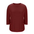 thumbnail image 5 of Women's Plus Size 3/4 Length Sleeve Round Neck Tee Shirt with Pockets Casual Spring Summer Basic Solid Loose Tunic Tops, 5 of 7