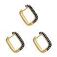 thumbnail image 4 of facefd Earring V Shape Ear Drop Alloy Rhinestone Decoration Gift Ear Jewelry, Gold, Blue Rhinestone Gold+Blue 3PCS, 4 of 6