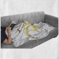 thumbnail image 6 of Vintage Soft Flannel Fleece Throw Blanket, Watercolor Style Effect Bicycle Leaves and Flowers in the Basket Pattern, Cozy Plush for Indoor and Outdoor Use, 50" x 60", White and Yellow, by Ambesonne, 6 of 6