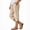 Beige, variant on Girls Cotton Linen Capris, Lightweight Slit Hem with Pockets Summer Casual Pants Blue 3