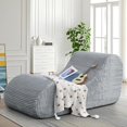 thumbnail image 4 of Corduroy Chaise Lounge Chair Couch Indoor Boneless Oversized High-Density Sponge Soft Sofa Human Body Curves for Yoga, Light Grey, 4 of 14
