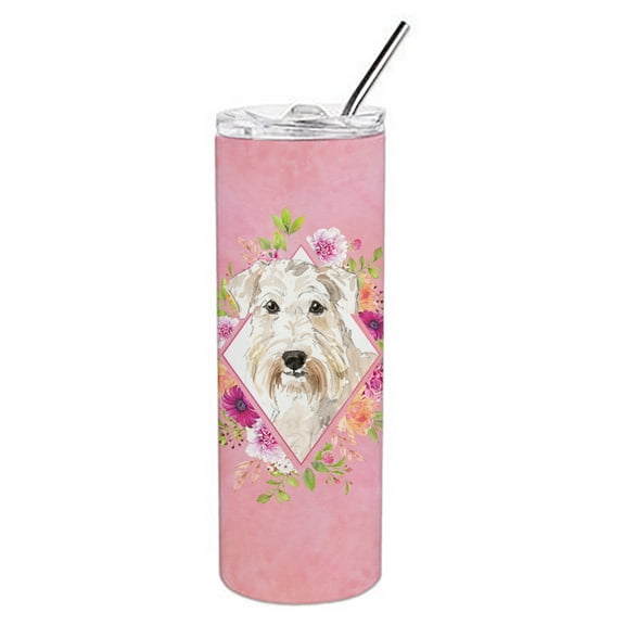 Carolines Treasures CK4202TBL20 Wheaten Terrier Pink Flowers Stainless Steel 20 oz Skinny Tumbler 20 oz multicolor