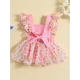 thumbnail image 3 of Bagilaanoe Newborn Baby Girl Rompers Dress Flower Print Fly Sleeve Bodysuit 6M 12M 18M 24M Infant Summer Tulle Patchwork Dress, 3 of 9