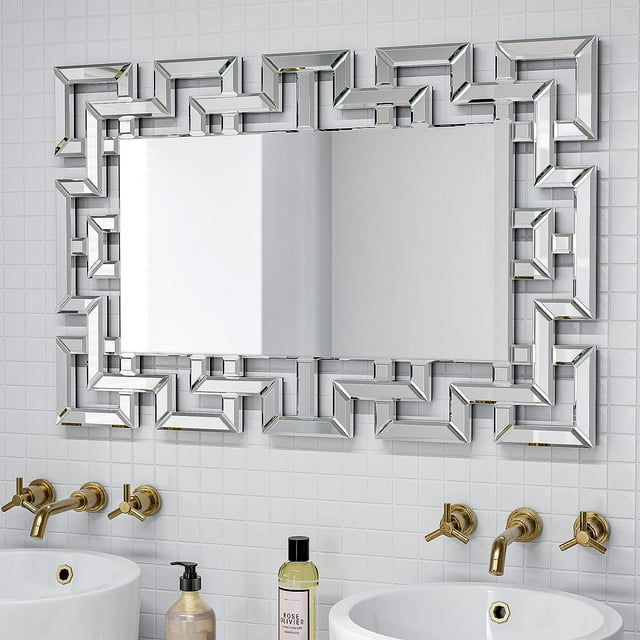 IKIFLY Large Decorative Wall Mirrors, 35"x24" Modern Art Accent Mirror