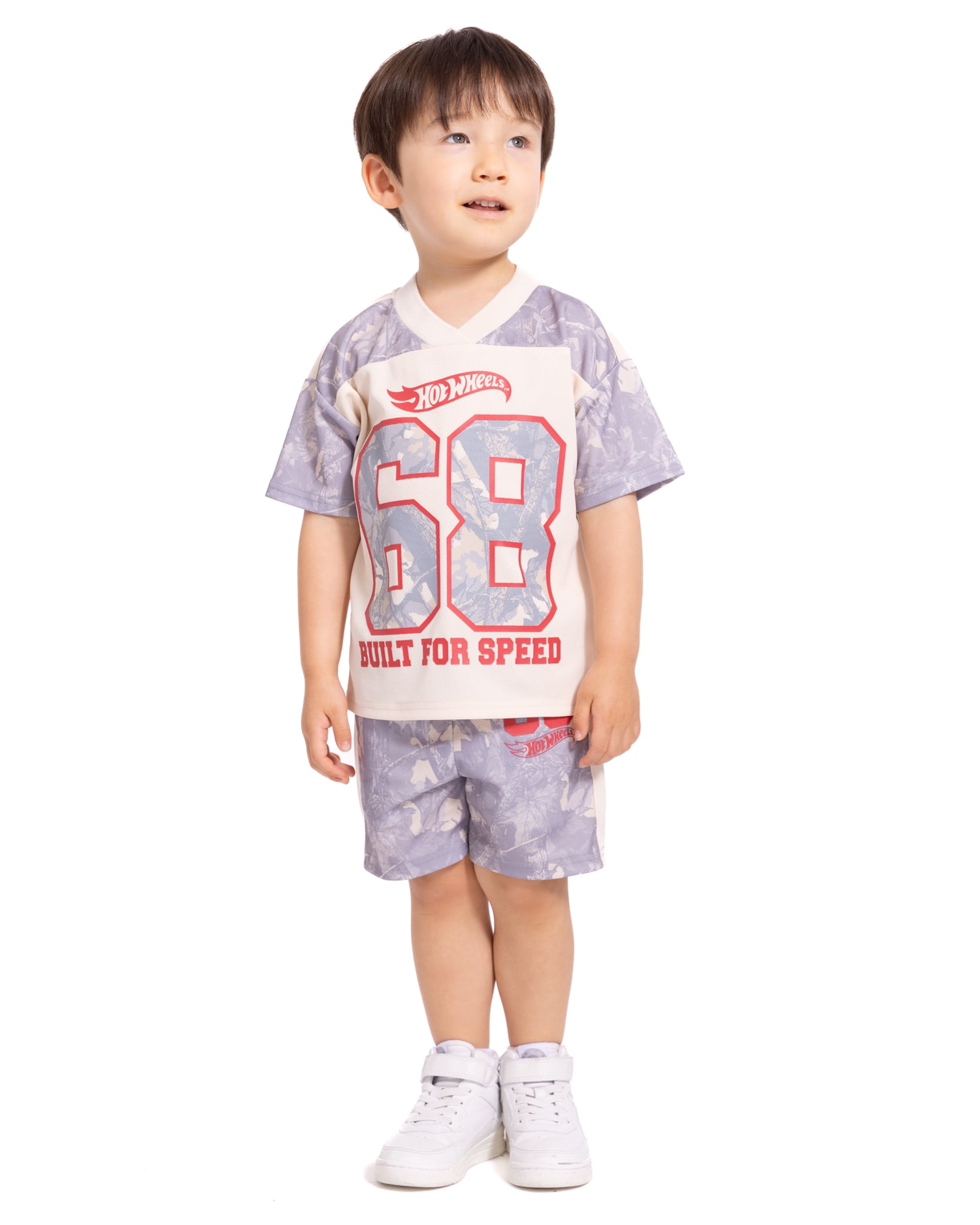 Hot Wheels Toddler Boys Mesh V Neck Graphic Jersey with Short Sleeves, Sizes 12M-5T