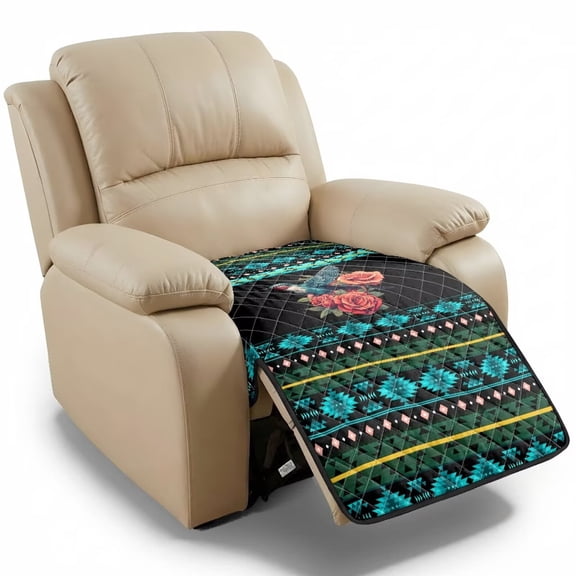 ZIATUBLES Recliner Chair Covers, Reclining Couch Slipcovers Seat Cushion, Anti-Slip Sofa Cover for Dogs Pets, Washable Furniture Protector, 38.58 x 24.40 Inches, Aztec Hummingbird Rose Print