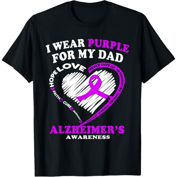Alzheimers Awareness Shirt - I Wear Purple For My Dad T-Shirt100% cotton short-sleeved shirt for both men and women
