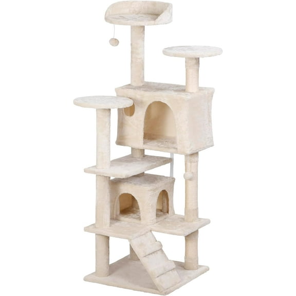 LINJH 54 in Cat Tree Tower for Indoor Cats Multi-Level Cat Condo Cat Bed Furniture with Scratching Post Kittens Activity Center