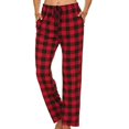 thumbnail image 2 of Pantalones de pijama con estampado a cuadros para mujer, pantalón de piernas anchas, para Otoño e Invierno, 2 of 4
