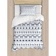 thumbnail image 3 of Navy Blue Duvet Cover Set, Illustration Yatch Themed Design Fish Starfish Anchor Nautical Marine Print, Decorative 3 Piece Bedding Set with 2 Pillow Shams, Queen Size, Navy and White, by Ambesonne, 3 of 3