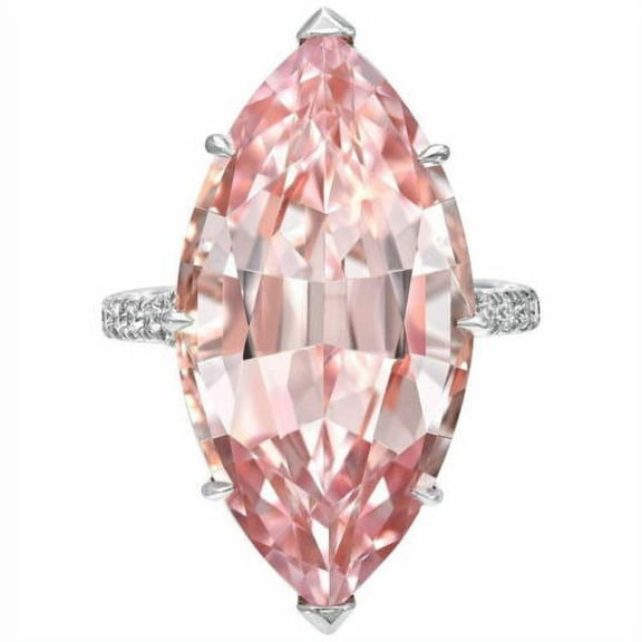 Women 925 Silver Elegant Marquise Cut Pink Sapphire Wedding Ring