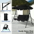 thumbnail image 5 of Howsvn 3 Seat Outdoor Patio Swing with Converting Canopy, Cushioned Steel Frame Porch Canopy Swing Chair, Swing Glider Hammock for Patio, Garden, Black, 5 of 10