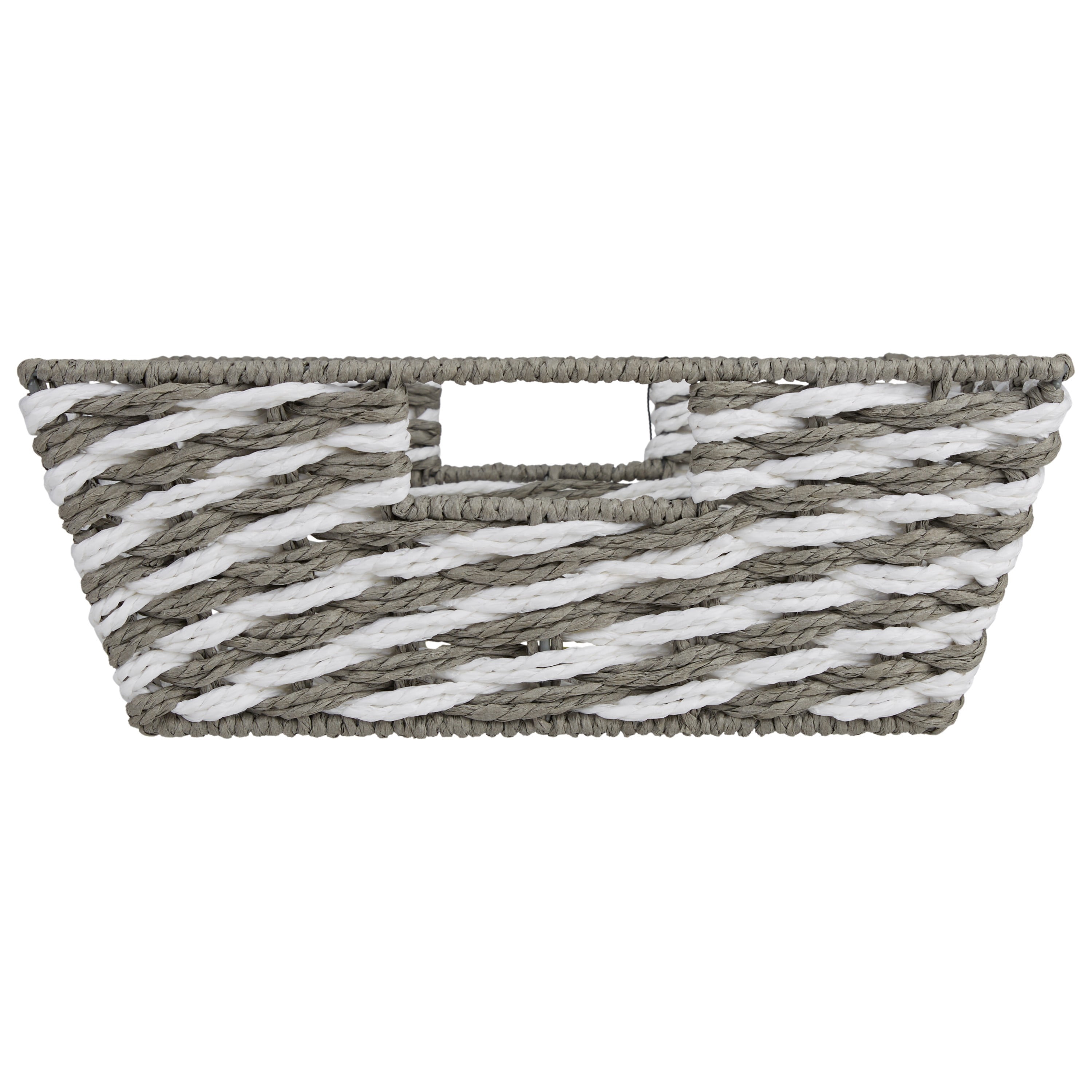 Simplify Striped Woven Basket in Gray