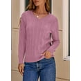 thumbnail image 5 of DOKOTOO Sweaters for Women Cable Knit Pullover Sweaters Long Sleeve V Neck Sweaters Jumper Tops, 5 of 7