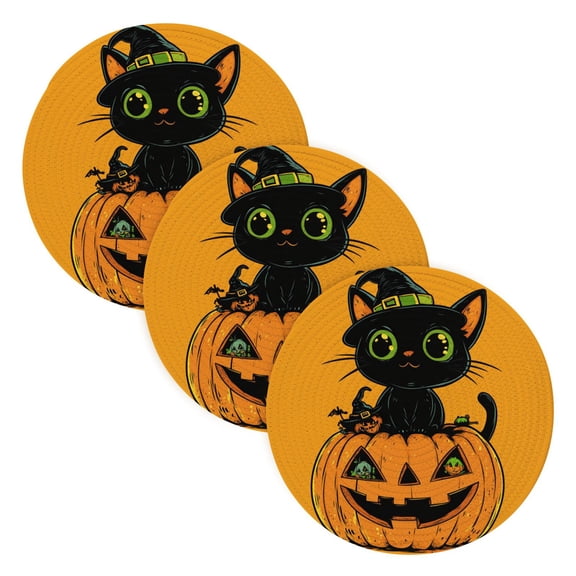 BZSMCE Mats for Pots,Pans Place Dark Cat Simple Style Pattern Pot Mats