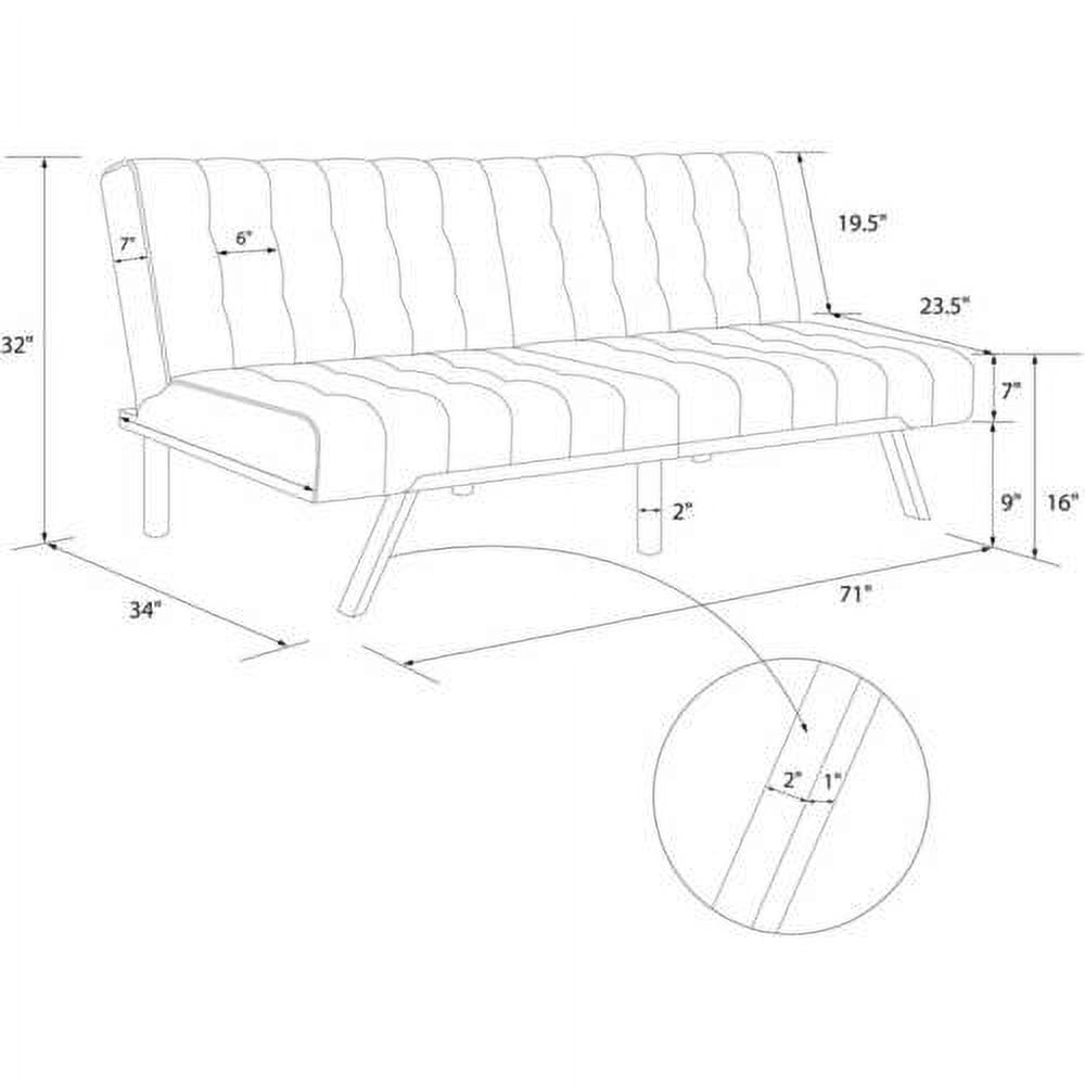 DHP Emily Convertible Futon Sofa Couch, Beige Velvet