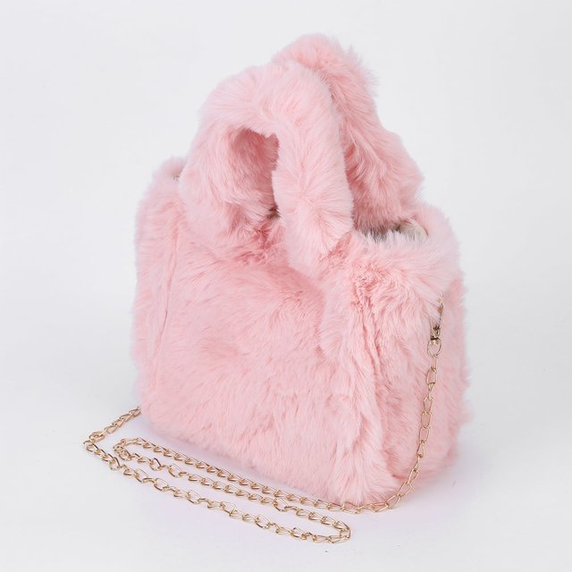 Sac de Transport en Peluche Mode Automne Hiver Sacs à Poignée Supérieure Portable Simple pour le Travail