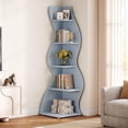 thumbnail image 6 of Tribesigns Wavy Corner Shelf, Modern 5-Tier Bookshelf Bookcase with Curvy Shape, Unique Plant Stand Display Rack for Living Room Small Space (Blue), 6 of 7