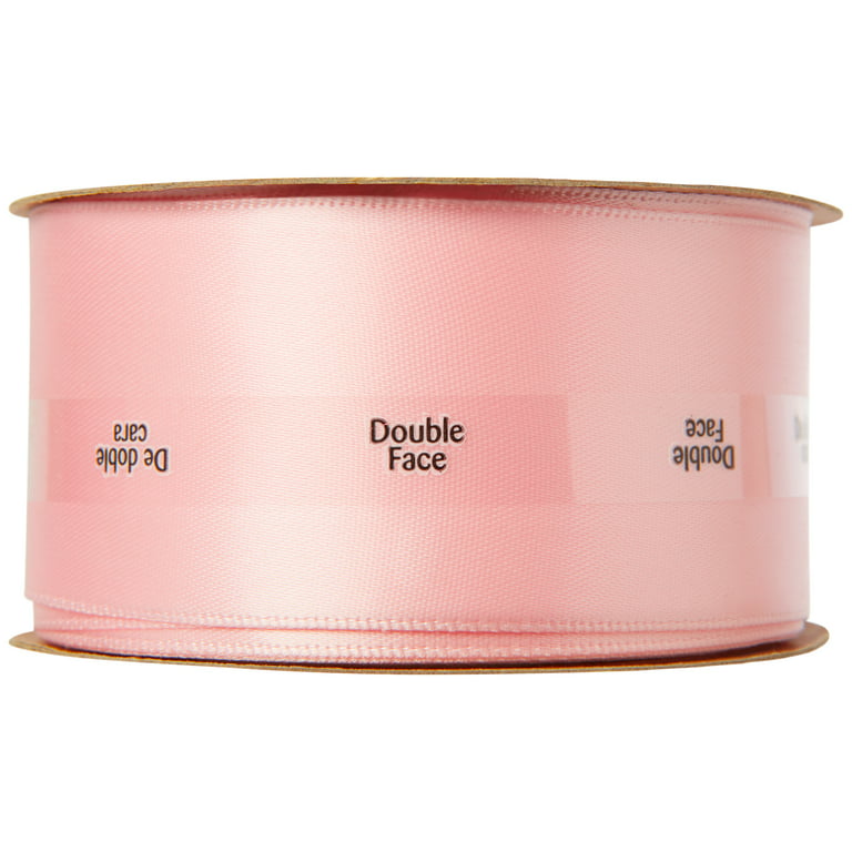 Offray Ribbon, Pink 1 1/2 inch Double Face Satin Polyester Ribbon, 12 feet  
