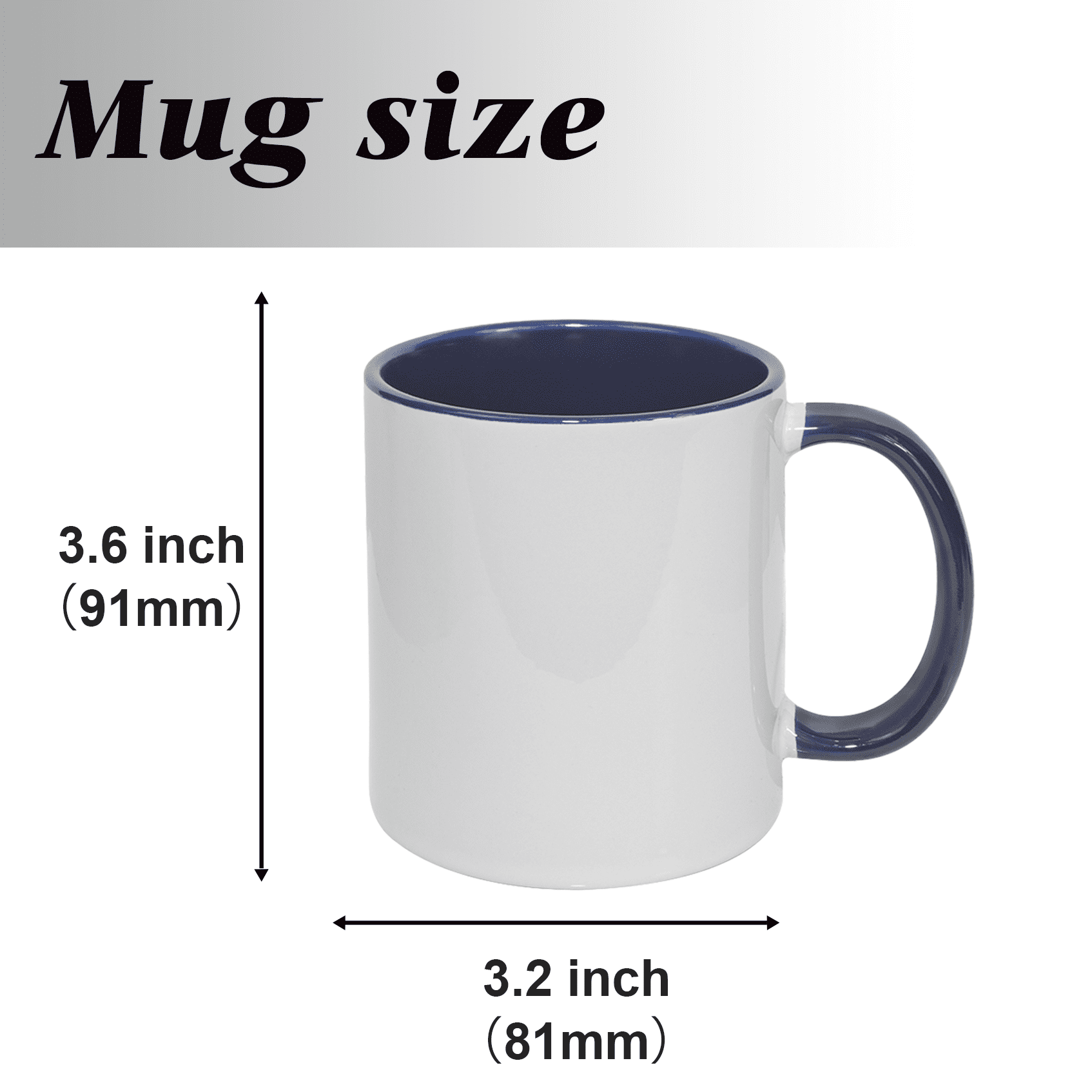 MR.R 11oz Set of 6 Sublimation Blanks Dishwasher Ceramic Coffee Mugs with Dark Blue Color Mug Inner and Handle Drinking Cup Mug For Milk Tea Cola Water,