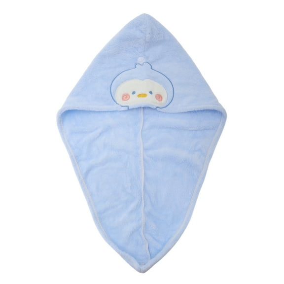 Unique Bargains 1 Pc Cute Water-absorbent Birds Pattern Hair Towel for Bathroom Hotel Blue Coral Fleece