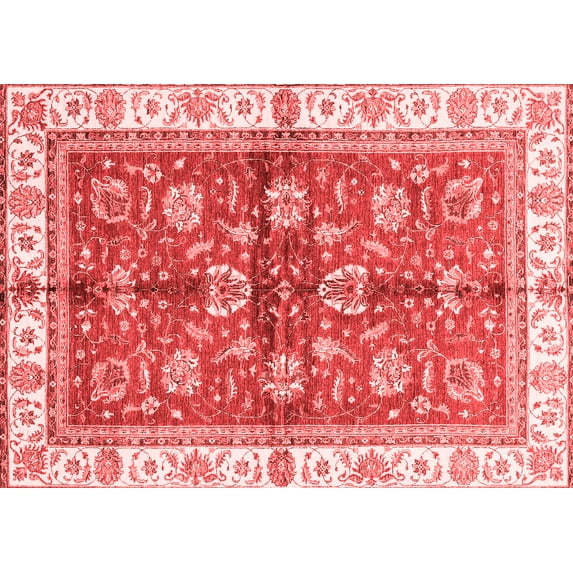 Ahgly Company Machine Washable Indoor Rectangle Oriental Red Traditional Area Rugs, 2' x 5'
