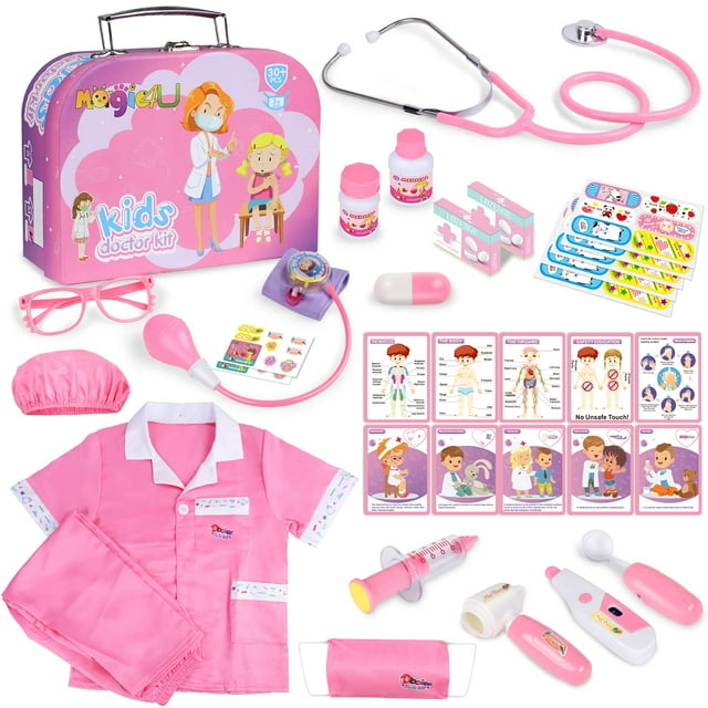 Kit de disfraz de médico Magic4U para niños con estetoscopio, 34 piezas
