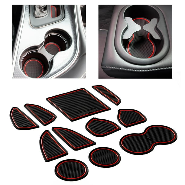 Cupholderhero For Dodge Challenger Accessories 2015 2021 Custom Liner Accessories Premium Cup Holder Console And Door Pocket Inserts Red Trim Walmart Com Walmart Com