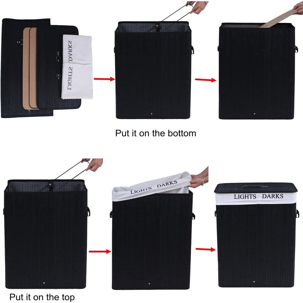 Lowestbest Folding Double-lattice Slim Laundry Hamper, Black Lowestbest Folding Double-lattice Slim Laundry Hamper, Black