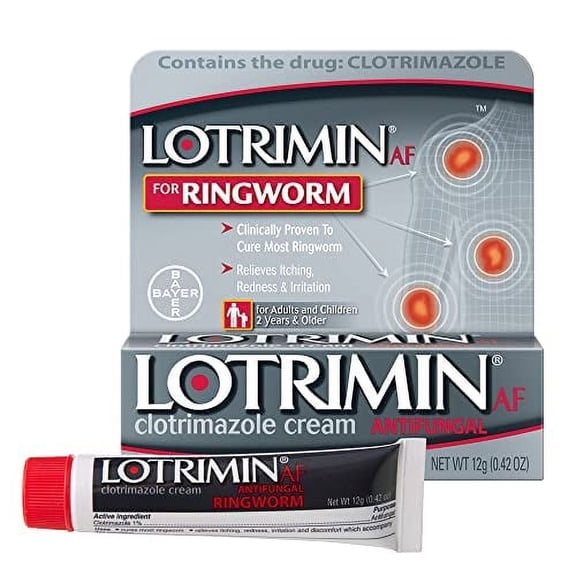 Lotrimin AF Ringworm Cream, Clotrimazole 1%, Clinically Proven Effective Antifungal Treatment of Most Ringworm, For Adults and Kids Over 2 years, Cream, .42 Ounce (12 Grams)