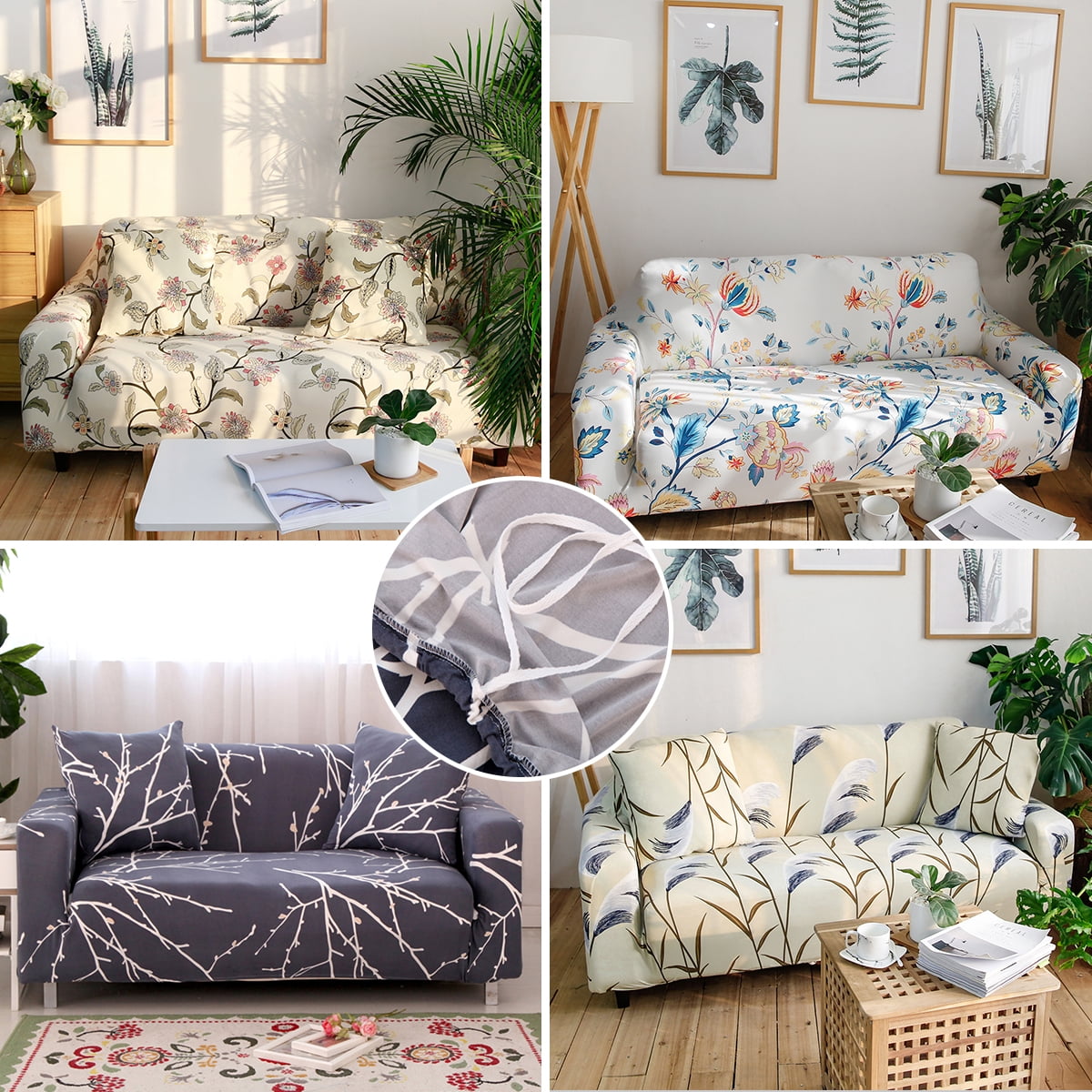 Stretch Floral Sofa Slipcover 1 2 3 4 seater L shape Slipcover