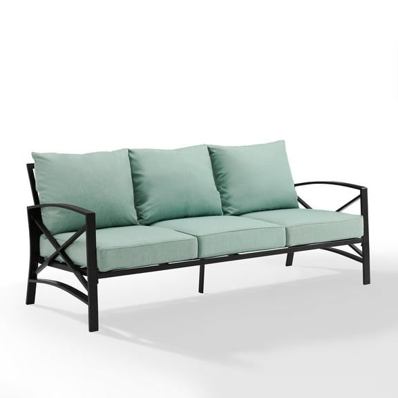 Crosley Furniture Kaplan Oil Rubbed Bronze Outdoor Metal Sofa with Mist Cushions