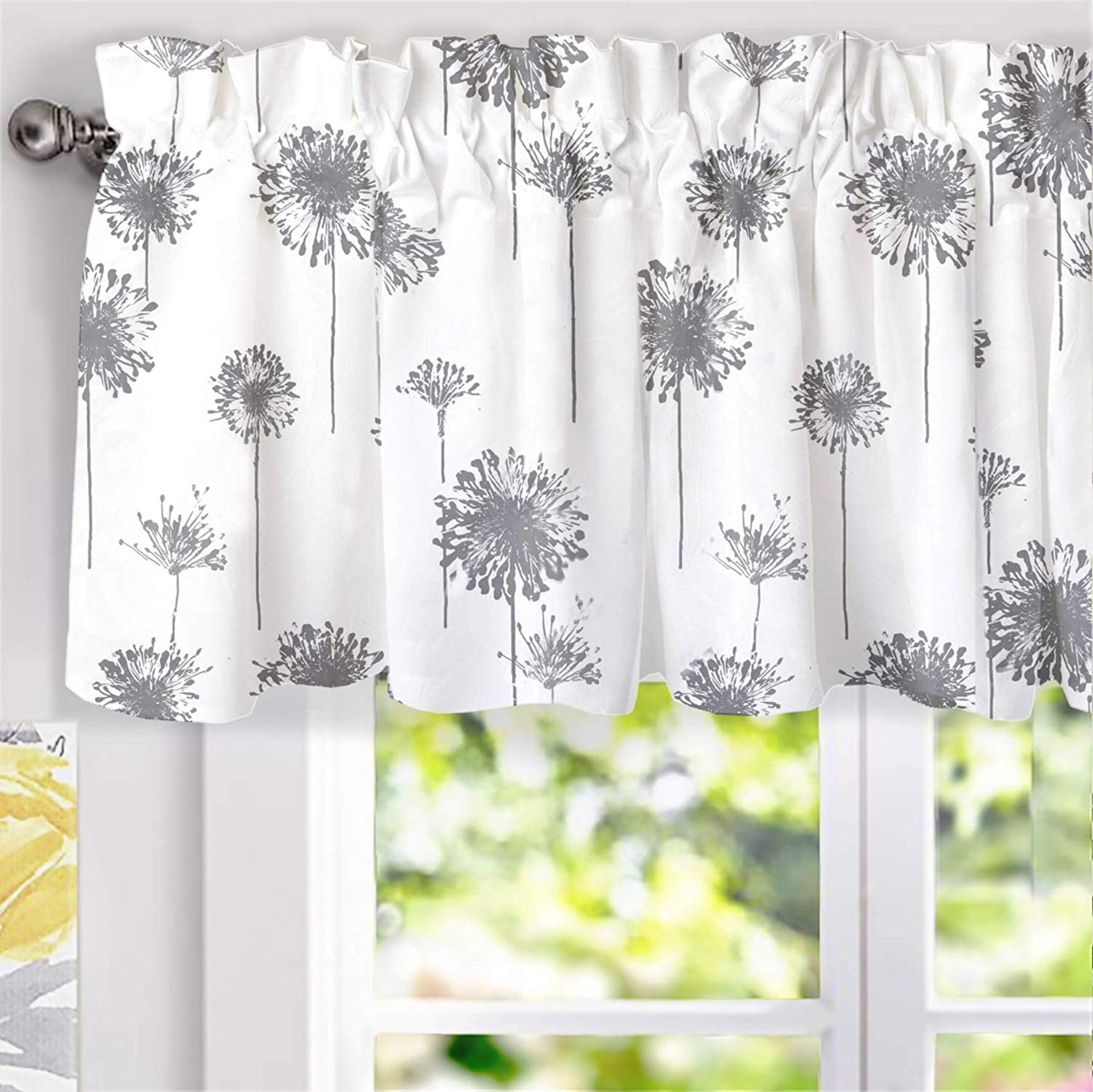 Drift Away Dandelion Floral Flower Lined Thermal Curtain Valance