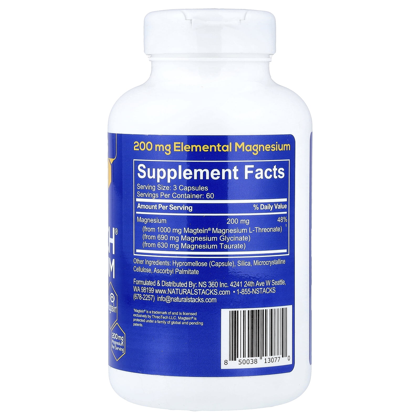 Natural Stacks MagTech® Magnesium, 180 Vegan Capsules (66.6 mg per Capsule)