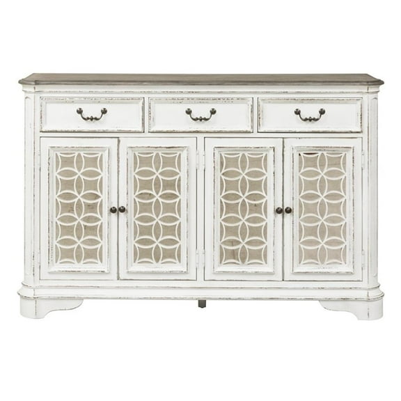 Pemberly Row Engineered Wood Contemporary Magnolia Manor White Hall Buffet