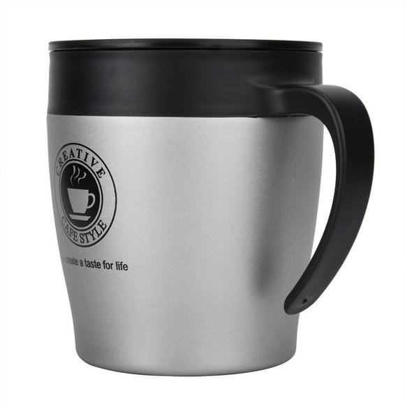 Jadeshay Coffee Mug Stainless Steel Insulated Coffee Mug Water Cup with Spoon and Lid for Office Travel(Silver)