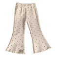 thumbnail image 4 of CPNG Girls Bell Bottom Pants Polka Dots Bow Elastic High Waisted Slim Fitting Casual Yoga Dance Flared Pants(White,4-5 Years), 4 of 4