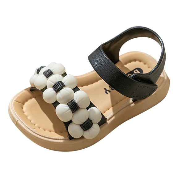 LNMQLPDBS Shoes for Girls Toddler Girl Sandals Summer Waterproof Floral Decoration Color Block Soft Sole Comfort Beach Sandals Casual Cute Dress Shoes Flower Girl Shoes for Wedding