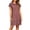 Wine, variant on Iyufng Striped Straight Cut Short Dresses for Women with Short Sleeves, Peter Pan Collar and Pockets