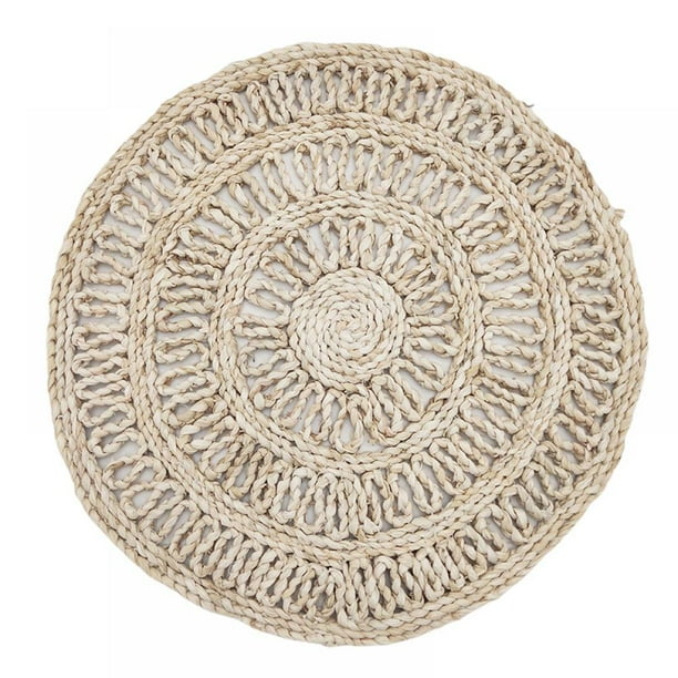 Natural HandWoven Straw Placemat, Corn Husk Flower Mat,Weave Round