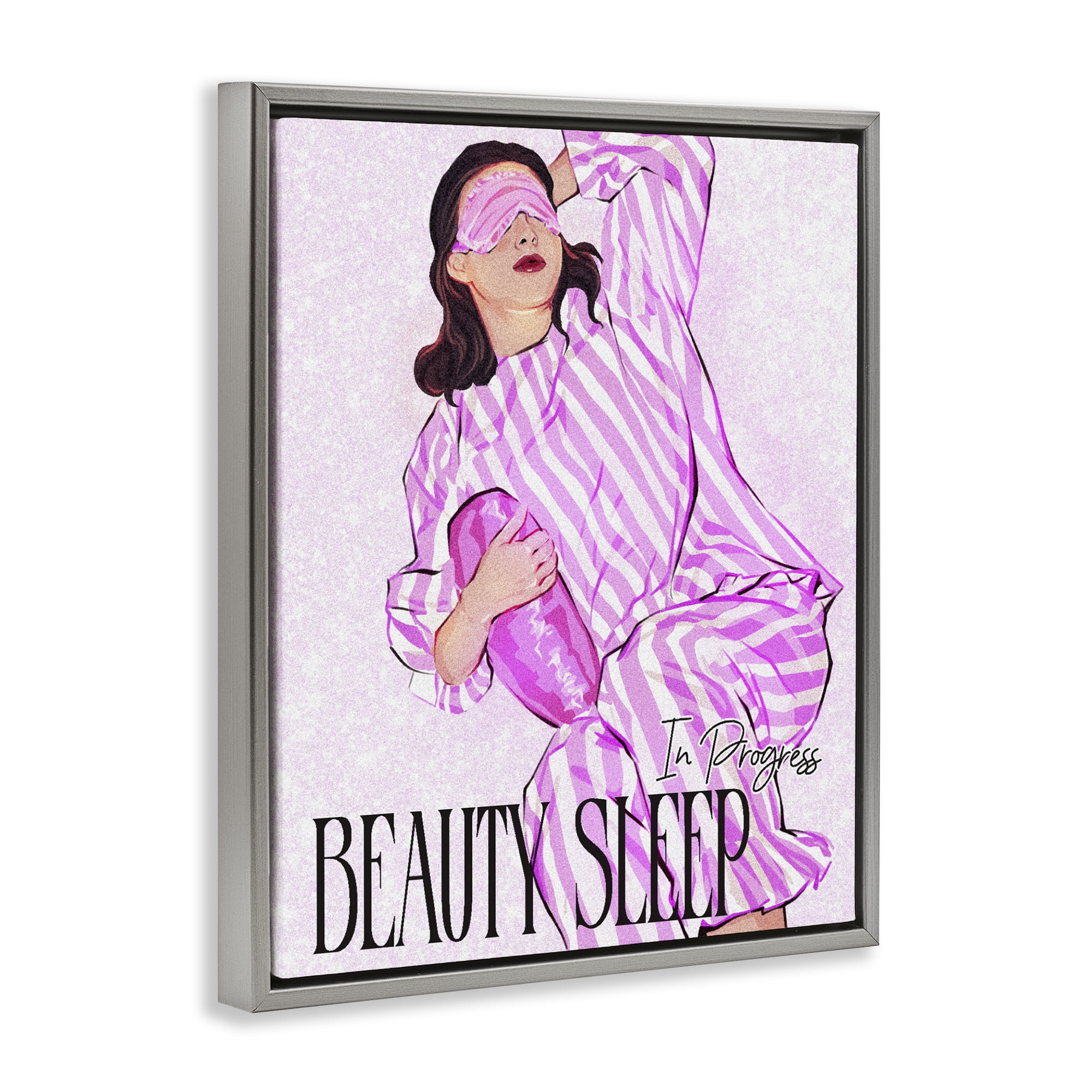 Stupell Industries Beauty Sleep In Progress Gray Framed Floater Canvas Wall Art, design by Ziwei Li